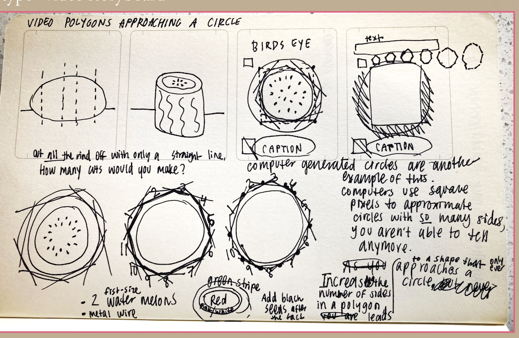 Video #2 hand-written storyboard.